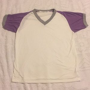 CAMP COLLECTION Retro Purple Ringer V-Neck